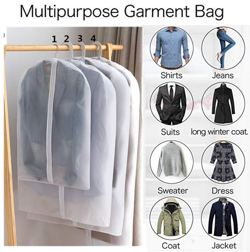 NewNest Australia - Clear Hanging Garment Bag with Study Zipper Plastic Clothing Dust Cover Closet Suit Protector Storage Bags White 4pcs 4 Pack Mix White Zipper 