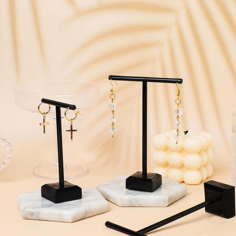 Acrylic Earring Holder Clear Earring Holder Countertop Earrings Display T-Bar Earrings Display Stand Holder Hanging Jewelry Organizer for Necklaces Bracelet Earrings (6 Pieces, Black) 6 - NewNest Australia