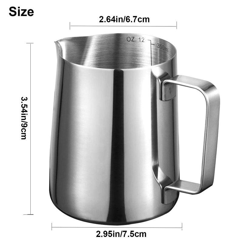 Milk Jug 350ml 12oz Espresso Milk Frothing Pitchers 304 Stainless Steel Barista Cup for Making Coffee Cappuccino - NewNest Australia