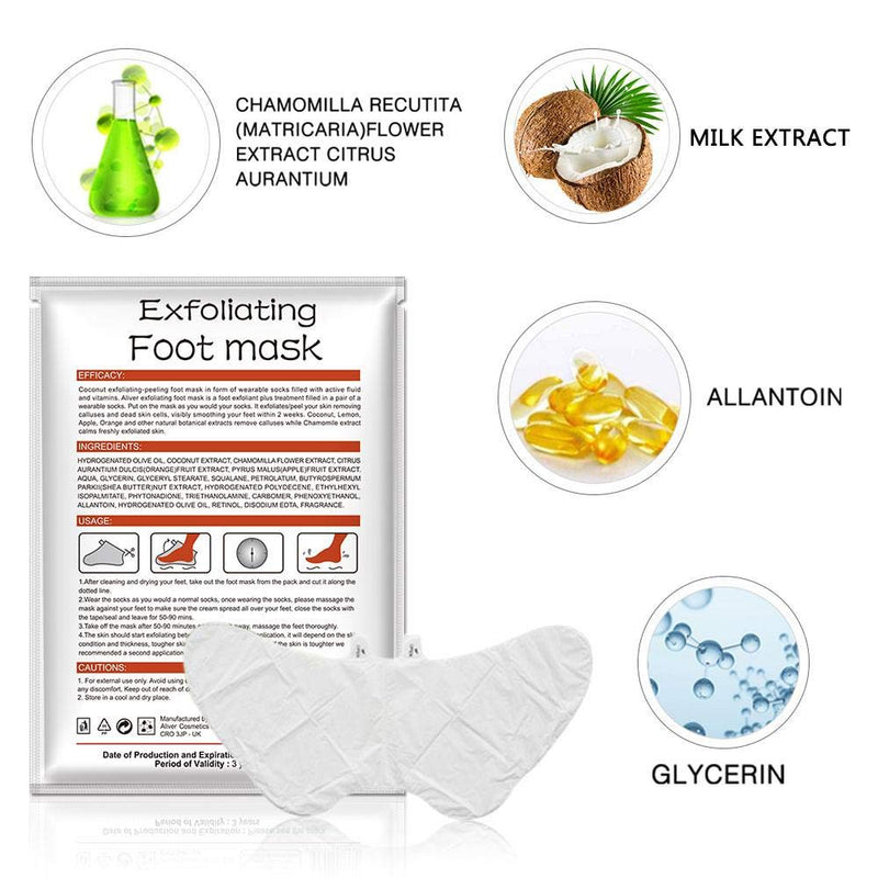 Aliver Coconut Exfoliating Peeling Renewable Foot Mask Socks Removes Dead Skin - NewNest Australia