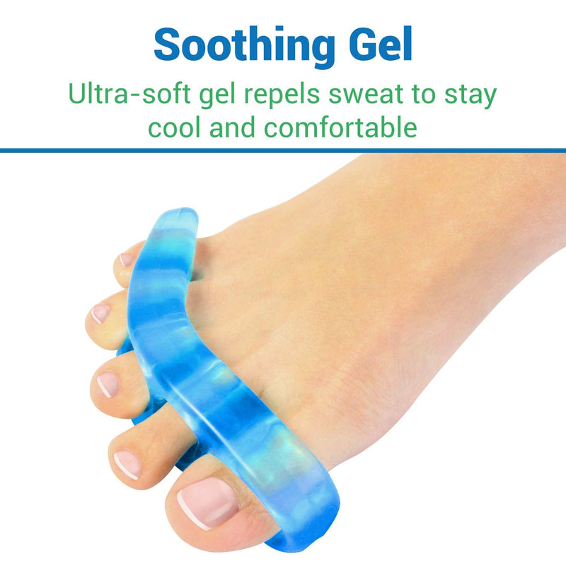 ViveSole Toe Stretchers (4 Pieces) - Silicone Gel Separators - Therapeutic Spa Spreaders for Plantar Fasciitis, Bunions, Overlapping Hammer Toe Spacers - Metatarsal Yoga Cushion Blue Small (4 Count) - NewNest Australia