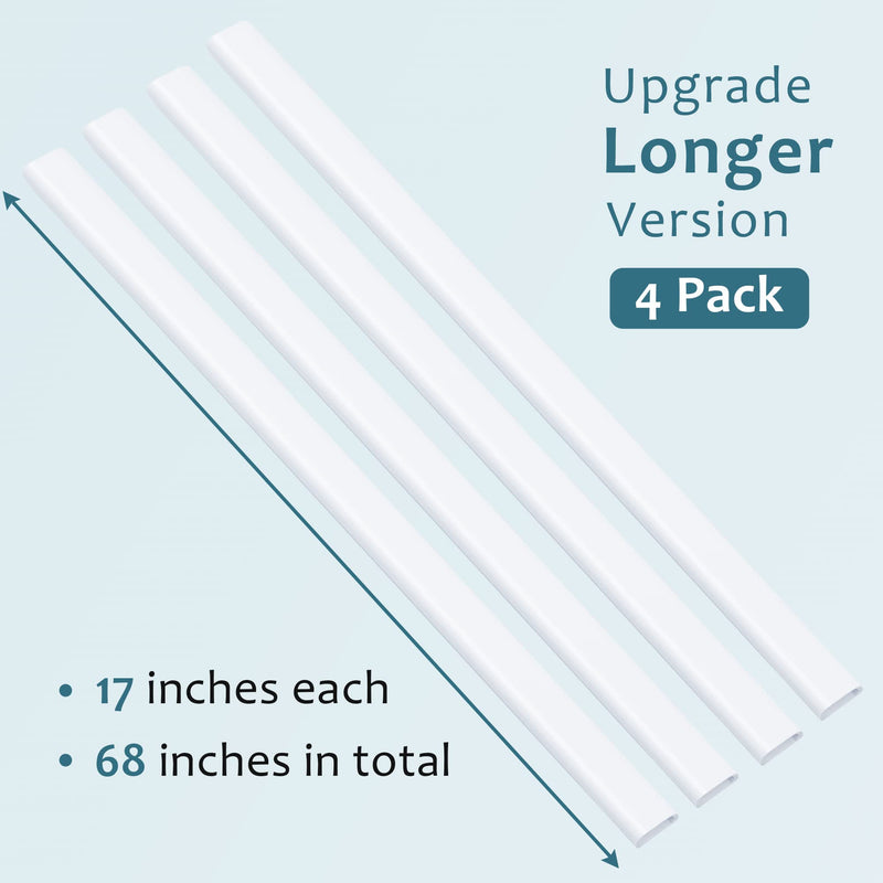 Cable Hider Raceway Kit, 68in Wire Hiders for TV on Wall, Paintable Cord Cover Channel, Cord Hider for Wall Mounted TV in Home Office, 4X L17in X W0.95in X H0.47in, White Large-68in - NewNest Australia