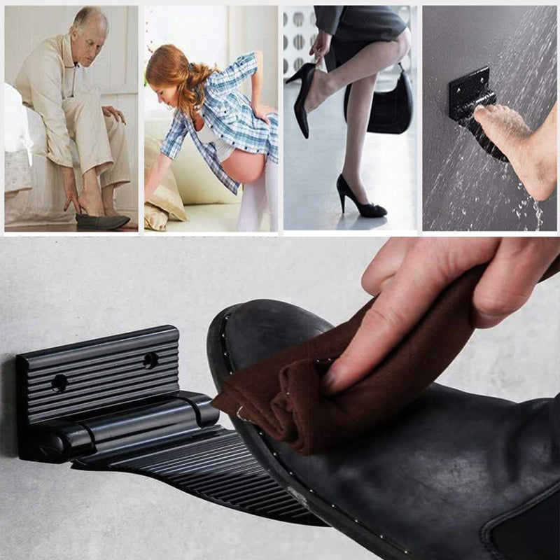 KAIISSA Aluminum Non-Slip Shower Foot Rest, Bathroom Shower Pedal, Shower Shaving Foot Rest, Heavy Duty Foldable Foot Rest Step, Mommy's Helper Safe Grip Foot Rest with Fixing Screws, Black Finish - NewNest Australia
