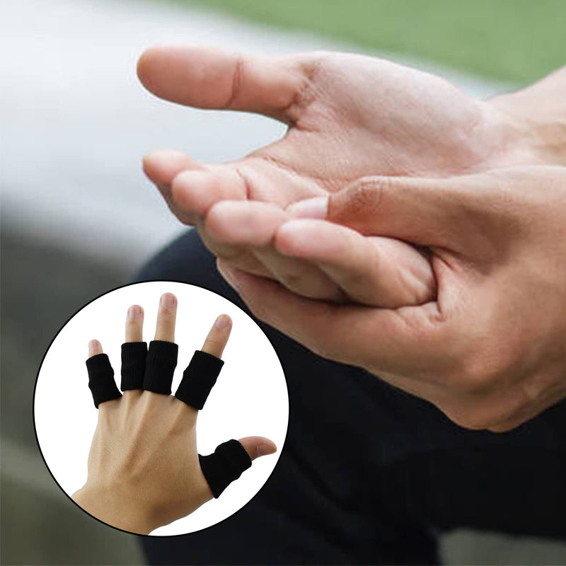10 PCS Finger Sleeves, Thumb Splint Brace Elastic Finger Support Brace Protector Tape Breathable for Pain Relief Arthritis Trigger Basketball Baseball Compression Protector, Black - NewNest Australia