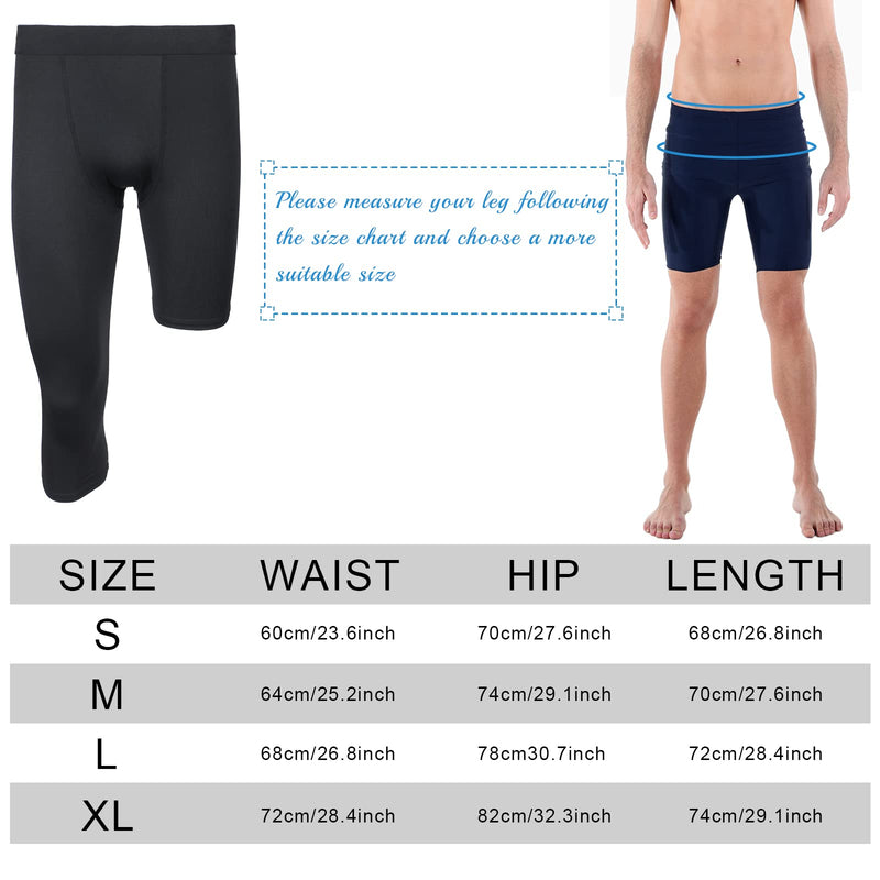 2 Packs One Leg Compression Tights for Basketball Capri Tights 3/4 Compression Pants Men White Black Large R Style - NewNest Australia