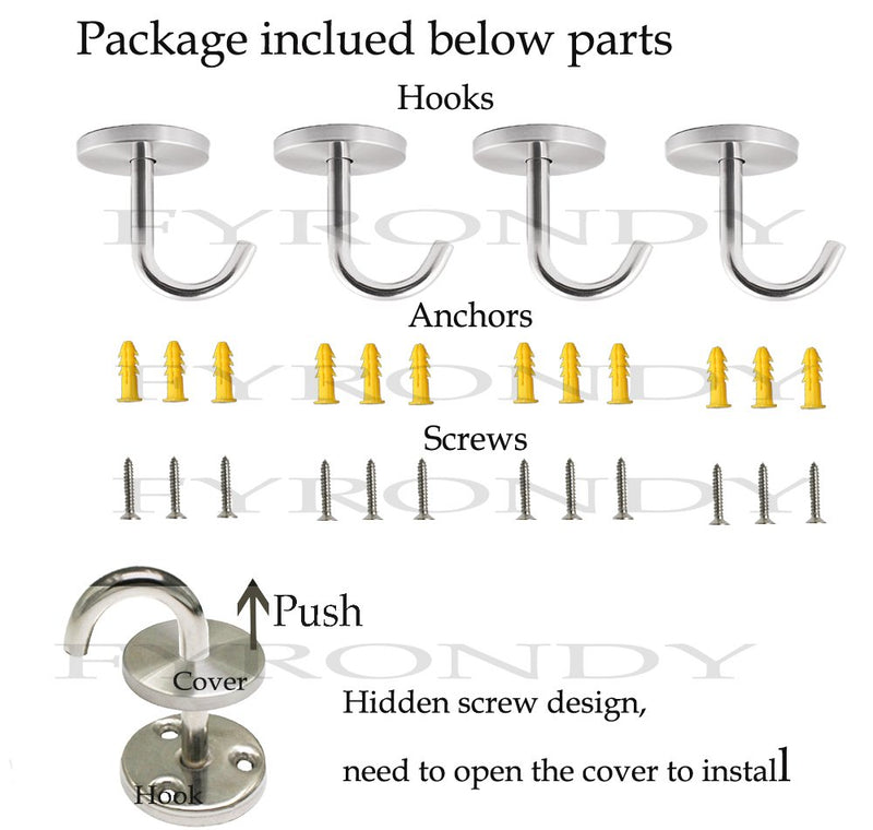 NewNest Australia - FYTRONDY Stainless Steel Screws Mount Ceiling Hooks, Coat Hanger (2 INCH, 4 Pack) 