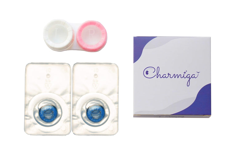Contact Lenses Colored Without Prescription Blue | Crazy Blue Annual Lenses Anime | Soft Lenses Hydrogel | Pack Of 2 Color Lenses + Lens Container | 0.0 Diopters | Fancy Dress | Halloween | Charmiga - NewNest Australia