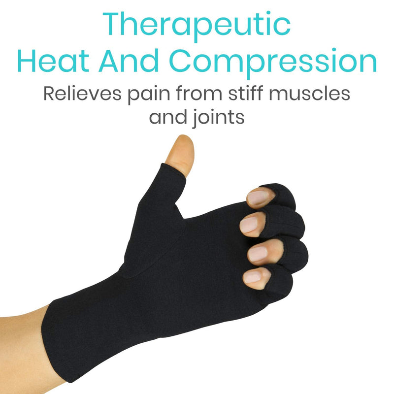 Vive Rheumatoid Arthritis Gloves - Men and Women Fingerless Compression Wrap for Hand Pain and Osteoarthritis - Black Hand Wrap for Arthritic Joint Symptom Relief - Open Finger Fit Small (1 Pair) - NewNest Australia
