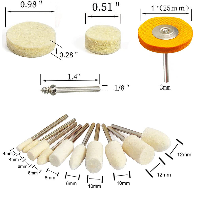 78 Pcs Polishing Buffing Wheel Set for Dremel Polishing Kit Felt Wool Cotton 1/8inch Shank Pad Rotary Tool Accessories - NewNest Australia