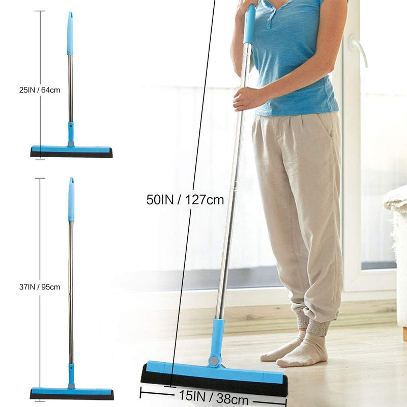 KOLLIEE Floor Squeegee Adjustable Professional Water Squeegee Foam With 50" Handle for Garage Tile Shower Hair Floor Wiper - NewNest Australia