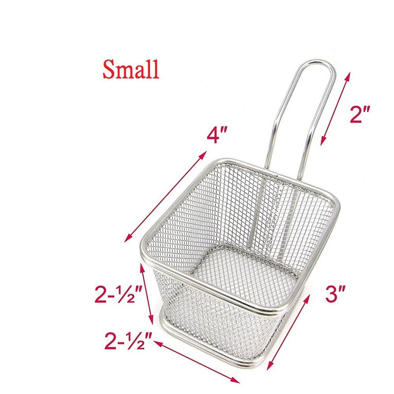 Stainless Steel Mini French Fries Basket Square Fryer Baskets, FDA Grade Kitchen Cooking Tool Food Presentation Tableware (Small 4inch 2pcs pack) - NewNest Australia