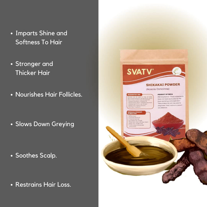 SVATV Shikakai Powder (Acacia Concinna) Natural Hair Growth & Ayurvedic Hair Mask Strengthens and Repairs Damage Hair for Men and Women Natural Hair Care Products - 227grams - NewNest Australia