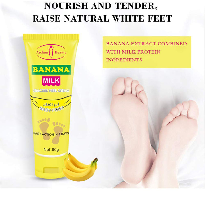 AICHUN BEAUTY Cracked Heel Cream Foot Care Banana Milk Cream Repair Relieves Rough Dry Skin Baby Foot Chilblains Hyperkeratosis 80g - NewNest Australia