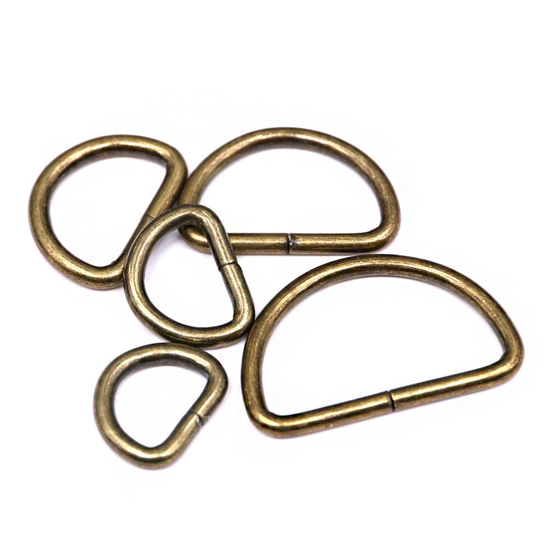 Swpeet 100 Pcs Bronze Assorted Multi-Purpose Metal D Ring Semi-Circular D Ring for Hardware Bags Ring Hand DIY Accessories - 1/2 Inch, 5/8 Inch, 3/4 Inch, 1 Inch, 5/4 Inch - NewNest Australia