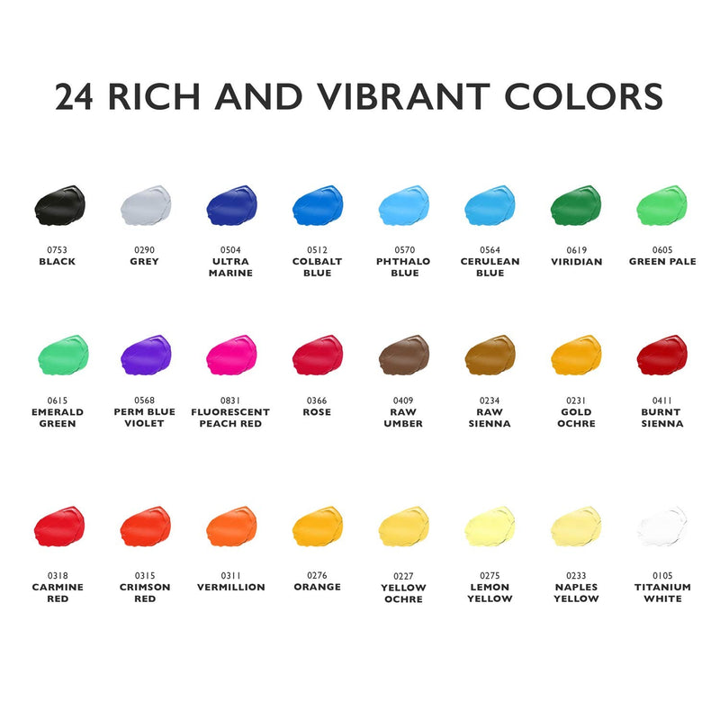Acrylic Paint Set Color Paint Kit For Artists & Beginners Craft Paints for Paper,Canvas,Rock Painting,Wood,Ceramic & Fabric Vibrant -Non-Toxic including 3 paint brushes (24 set) 24 set - NewNest Australia
