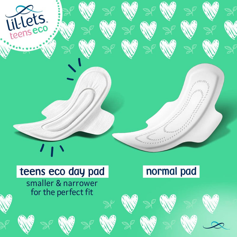 Lil-Lets Teens Eco Day Pads X 40 | Petite Towels for Girls & Teenagers | with Wings | Plant-Based Materials | Contains Sustainable Bamboo | Light to Medium Flow - NewNest Australia