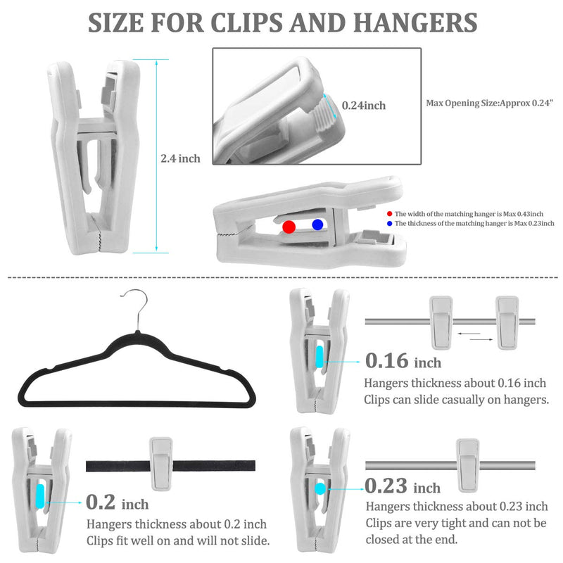 NewNest Australia - HOMEERR 20Pieces Finger Clips Clothes Pin for Use with Slim-line Clothes Velvet Hangers Add Strong Pinch Grip Clips to Your Hangers Easily Clip On Pants or Skirts Hanger Clips-Removable (White) 