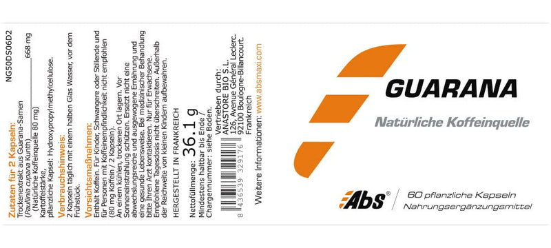 GUARANA Power ® * 450 mg / 60 vegetable capsules * Titrated to 12% in native caffeine * Emotional balance, energy, brain, weight. - NewNest Australia