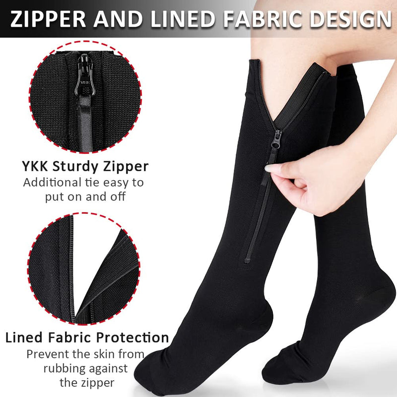 Ailaka Zipper Compression Stockings Medical 15-20Mmhg Compression Stockings For Women Men Support Stockings With Zipper For Varicose Veins Edema Recovery Pregnant - NewNest Australia