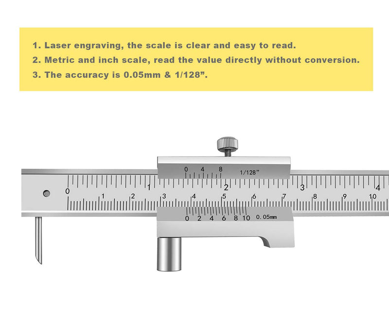 ZLKSKER Parallel Crossed Caliper 0-20cm (0-8 inch) with 2 Carbide Scriber/Needle, Stainless Steel Vernier Calipers, Marking Gauge, Marking Tool - NewNest Australia