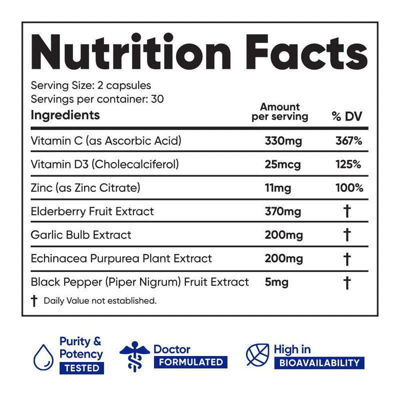 Immuneti - Advanced Immune Defense, 6-in-1 Powerful Blend of Vitamin C, Vitamin D3, Zinc, Elderberries, Garlic Bulb, Echinacea - Supports Overall Health, Provides Vital Nutrients & Antioxidants 1 - NewNest Australia