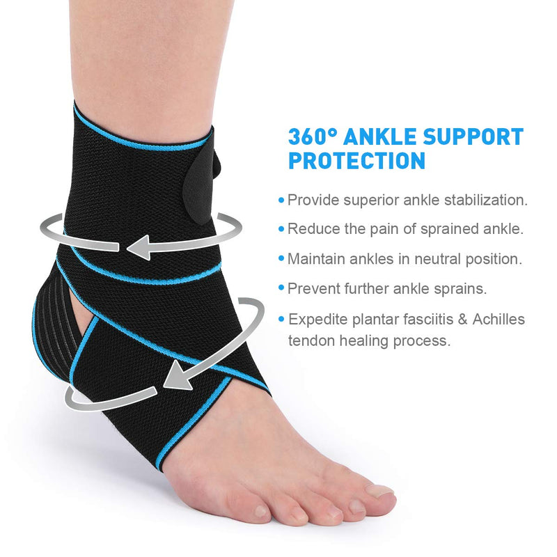 WASPO Ankle Support Brace - Adjustable Ankle Brace Wrap Strap for Sports Protect, Plantar Fasciitis, Achilles tendonitis, Ligament damage, Injury Recovery, One Size for Men Women 1 PC Blue Blue-1PC - NewNest Australia