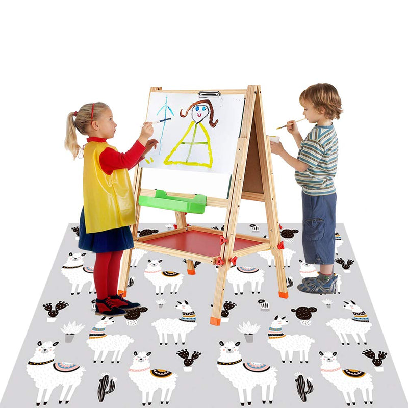 WOMUMON Splat Mat for Under High Chair/Arts/Crafts, 51" Waterproof Spill Mat Washable Non-Slip Floor Protector Splash Mat, Messy Mat and Table Cloth (Alpaca) Alpaca - NewNest Australia