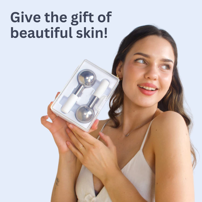 Ice Globes for Facials by Eli with Love - 360 Rotating Unbreakable Steel Ice Globes with Carry Case - Professional Esthetician Supplies - Ice Roller for Face and Eyes - Ideal Skincare Tool for Facials - NewNest Australia