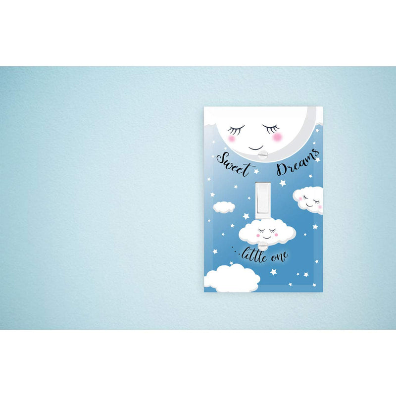 Sweet Dream Baby Nursery Room Light Switch Wall Plate Cover Decorative Kids Bedroom Decor, Moon & Stars, Clouds Toddler Playroom Baby Shower Gift (Blue) Blue - NewNest Australia