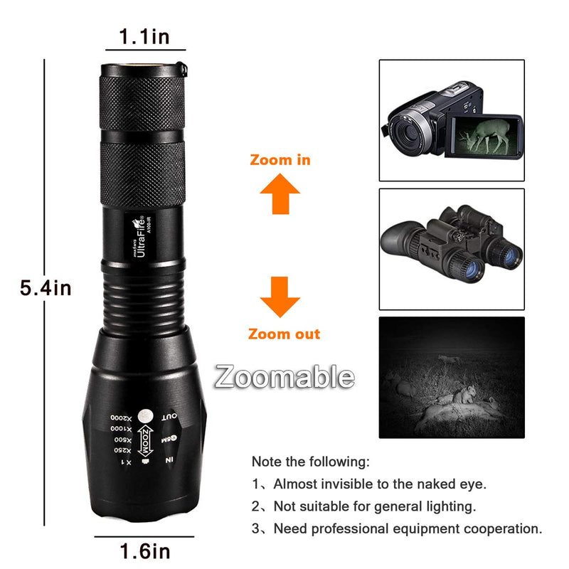 IR illuminator Flashlight, UltraFire 850nm Focus Adjustable IR Led Flashlight Infrared Light Torch for Night Vision, Coyote Hog Predator Hunting - NewNest Australia