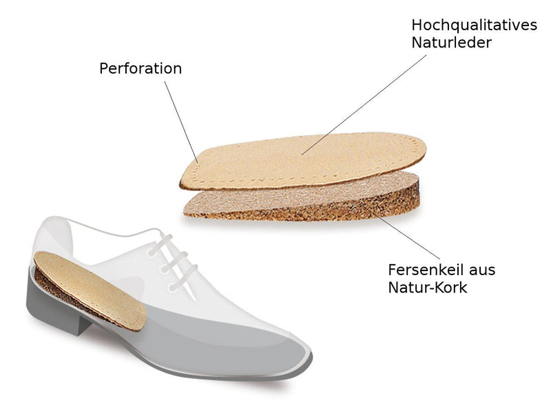Fabacare Corbby Heel Cork Premium Shoe Insoles Leather Orthopedic Heel, Cork Heel Cushion, Heel Wedge, Insert For Comfortable Walking And Running, 1 Pair, 0.5-2 Cm - NewNest Australia