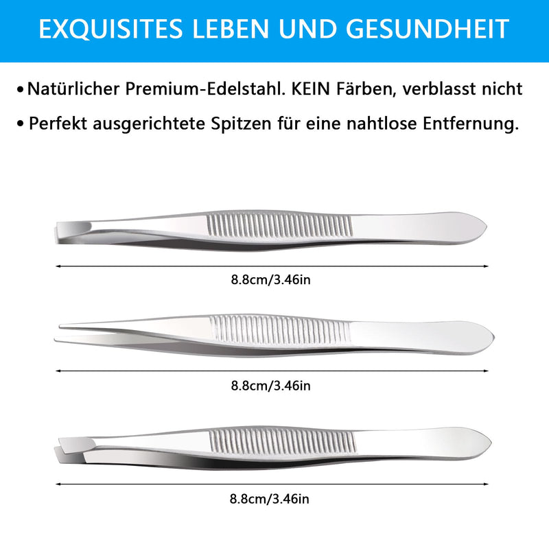 Professional Tweezers Set, 3-Piece Tweezers Splitter Tweezers Eyebrow Tweezers Medical Eyebrow Plucking Professional Tweezers Set Precision Tweezers Set Face Care For Plucking Eyebrows - NewNest Australia