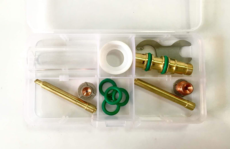 Pyrex Cup Long #10L (9/16" x 1-5/16") Wedge Collet Tungsten Apdapter Gas Saver (1/16" & Ø1.6mm) (3/32" & Ø2.4mm) Kit for SR WP 17 18 26 Series TIG Welding Torches Part 11 pieces - NewNest Australia