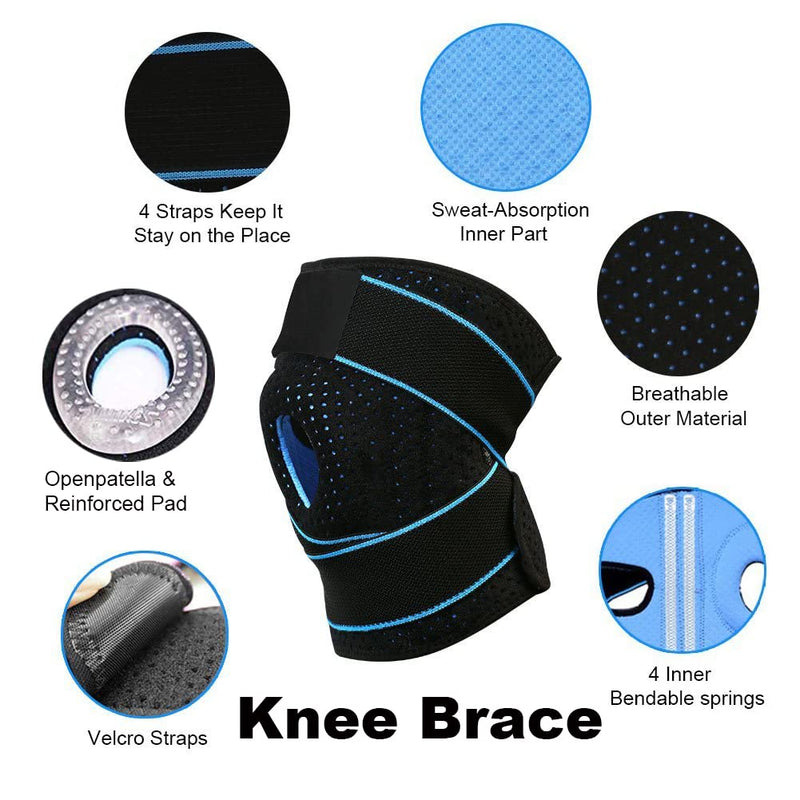 Knee Brace for Arthritis,ACL and Meniscus Tear,Open-Patella Stabiliser, Adjustable Brace,Best Knee pad Support for Sports Injury Rehabilitation & Protection Against re-Injury (Single) Blue - NewNest Australia