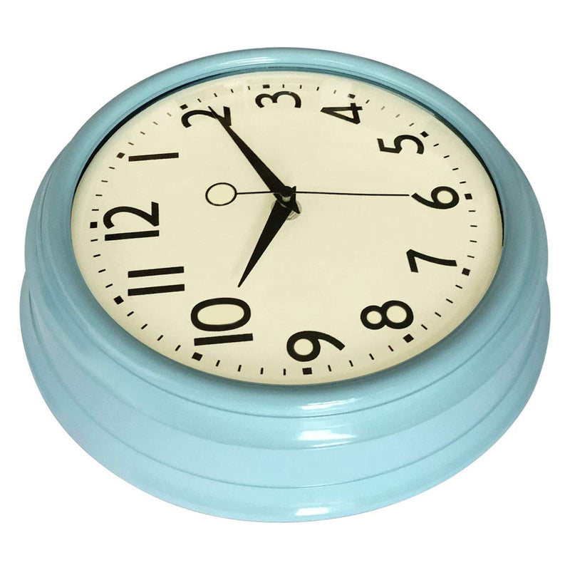 NewNest Australia - Lumuasky Retro Wall Clock 9.5 Inch Blue Kitchen 50's Vintage Design Round Silent Non Ticking Battery Operated Quality Quartz Clock (Robin Egg Blue) Robin Egg Blue 