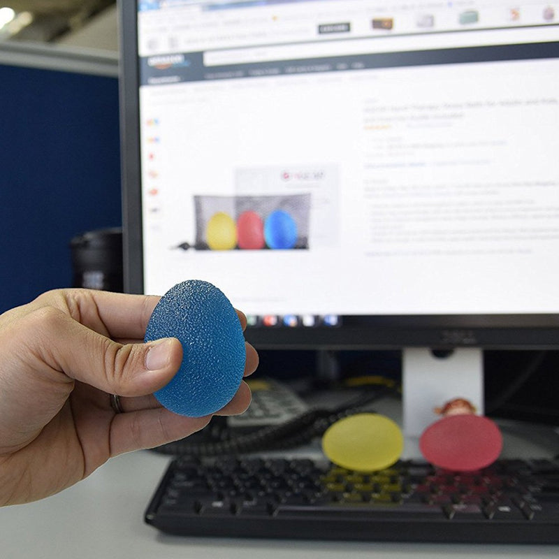 Pack of 3 Hand Strengthening Stress Relief Therapy Balls - Eleoption Reusable Friendly Hand Finger/Grip/Strengthen/Therapy Stress Egg Balls Soft & Medium & Firm, Resistance Exercise Squeeze Eggs - NewNest Australia