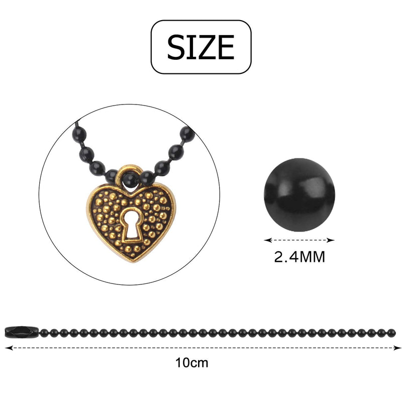 BronaGrand 100 Pieces Ball Bead Chains, 100mm Long Bead Connector Clasp Tag Keychain Key Rings, 2.4 mm Diameter, Black 10cm - NewNest Australia