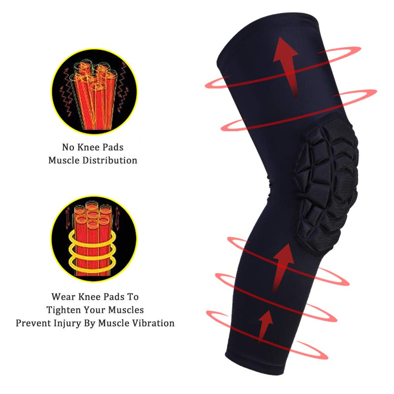 Knee Pads Compression Leg Sleeve Knee Sleeve for All Sports Wrestling Protector Gear, Youth & Adult Sizes, 1 Pair of Knee Paded Black_2 Pack Large - NewNest Australia