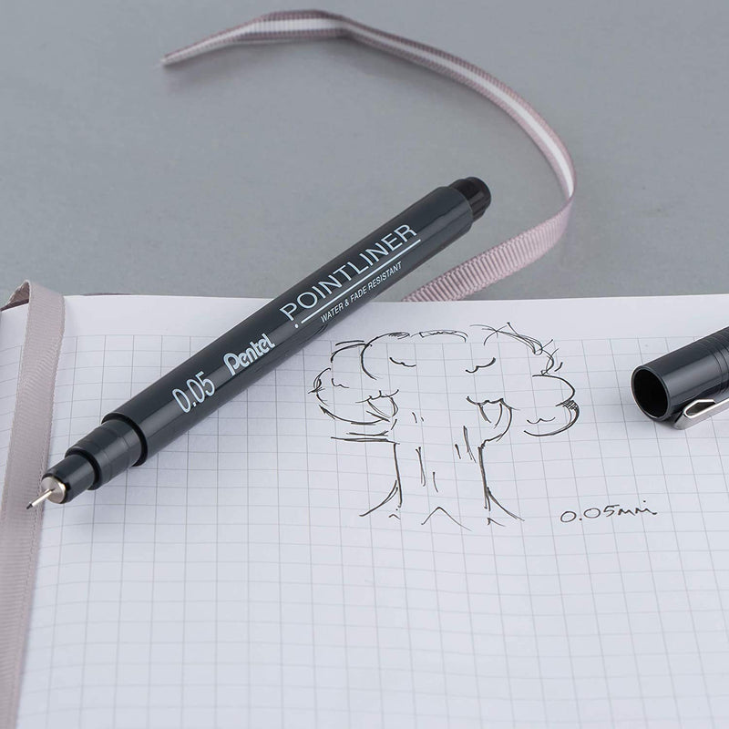Pentel Arts Pointliner Drawing Pen, 0.05mm, Black Ink, Box of 12 Pens (S20P-05A) - NewNest Australia