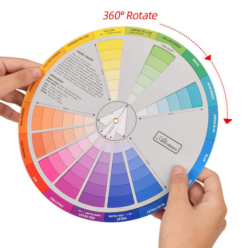 Creative Color Wheel, Paint Mixing Learning Guide Art Class Teaching Tool for Makeup Blending Board Chart Color Mixed Guide Mix Colours (9.25inch) - NewNest Australia