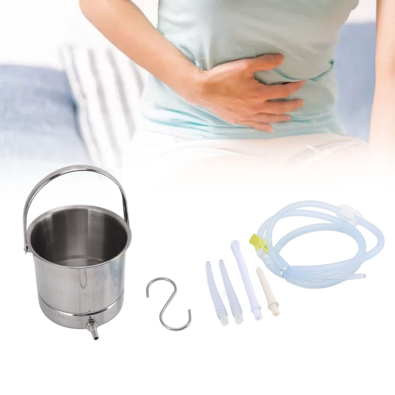 Stainless Steel Bucket Silicone Hoses Enema Kit, 1.6 Liter Bucket Hose Nozzles With Storage Bag, Relaxing And Convenient To Use, For Household Cleaning, Detox Enemas - NewNest Australia