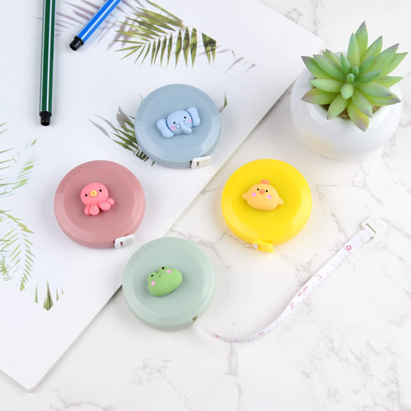 ASTARON 4 Pcs Soft Measuring Tape for Body Measurements Retractable，Cute Tape Measures Tailor Measuring Tape for Sewing 60 In / 1.5 M Tailors Measure Tape with Fractions Measure Ruler for Sewing Green/Red/Yellow/Blue - NewNest Australia