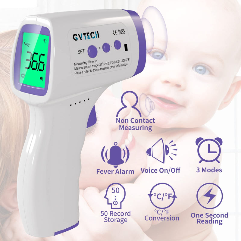 Non-Contact Electronic Thermometer Infrared Forehead Digital Thermometer Accurate and Fast Measurement Three Color Back Light Display of Temperature Gun for Children Adult Home Health Care Blue - NewNest Australia
