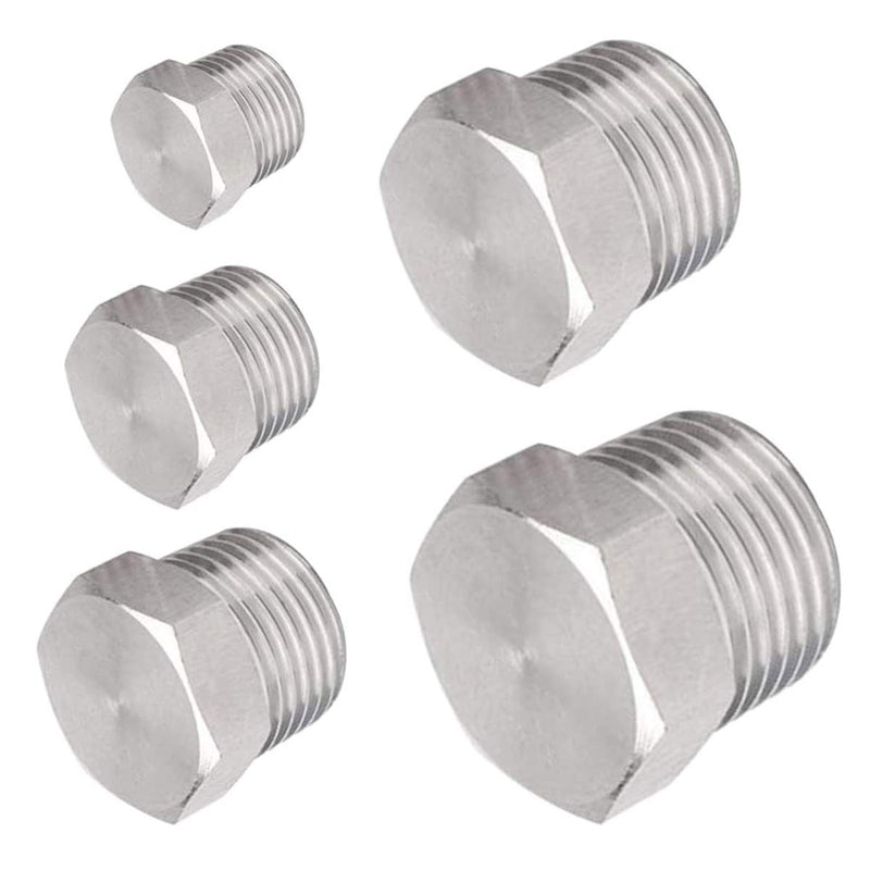 LOZOME 1/4" Plug Hex Male Thread Socket Pipe Fitting NPT Stainless Steel 304 Pack of 5 0.25 Inch - NewNest Australia