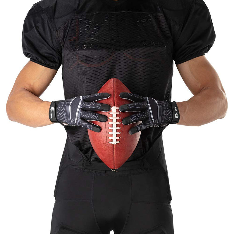 Cutters Football Glove Game Day Receiver. Silicone Grip Glove for Receivers. Adult and Youth Sizes Adult - Small / Medium Black Topography - NewNest Australia