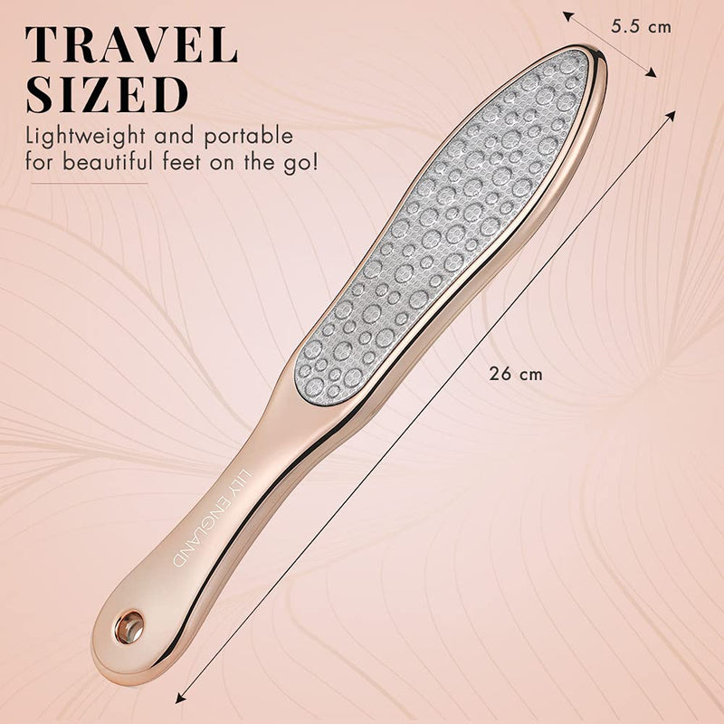 Foot File Hard Skin Remover - 2-in-1 Professional Footfile and Dry Skin Remover for Feet, Stainless Steel Pedicure Tool by Lily England, Rose Gold - NewNest Australia