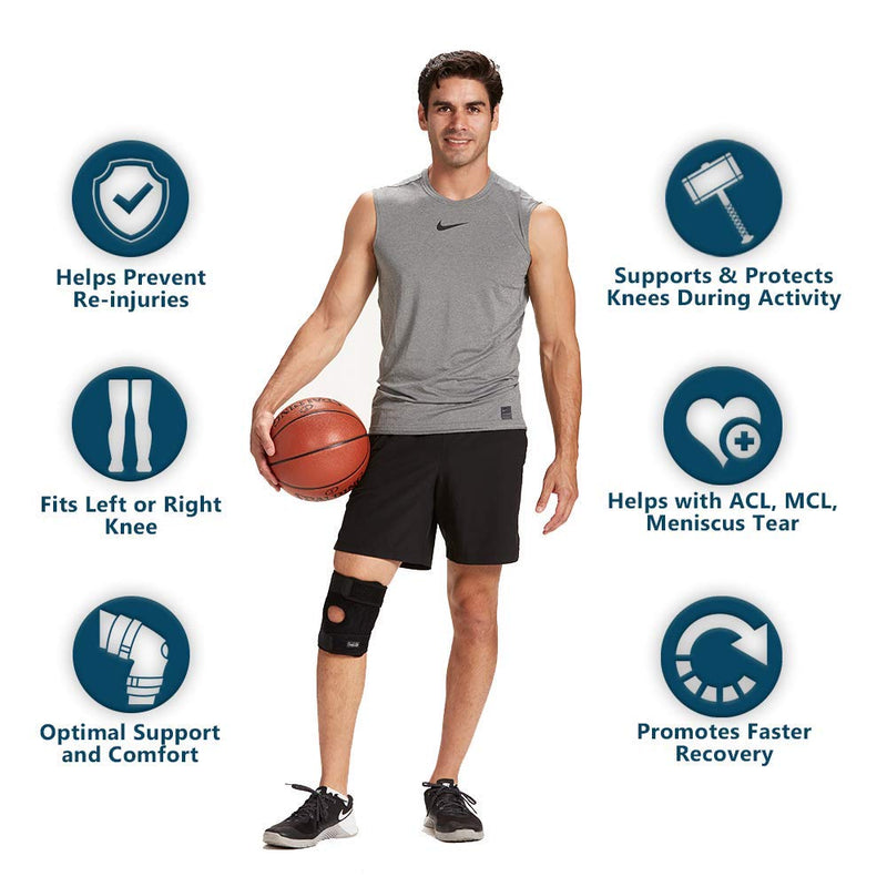 ComfiLife Knee Brace for Knee Pain Relief – Neoprene Knee Brace for Working Out, Running, Injury Recovery – Side Stabilizers – 3 Point Adjustable Compression – Open Patella Support,Non-Slip (Medium) Medium (Pack of 1) - NewNest Australia