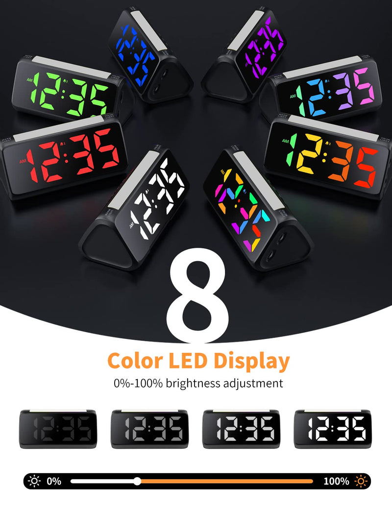 Netzu Digital Alarm Clocks for Bedrooms, Bedside Clocks with RGB Night Light, Rainbow Time, Large Display, USB Charger, Dual Alarm, Snooze, LED Desk Dimmable Alarm Clock for Kids Teens Boys Girls - NewNest Australia
