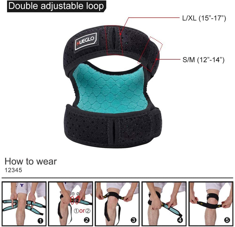 HUEGLO Patella Tendon Knee Strap, Adjustable Anti-Slip Knee Pain Relief Support for Sport Injury, Joint Pain &Patella Stabilizer for Running, Cycling, Hiking, Soccer, Basketball for Men Women - NewNest Australia