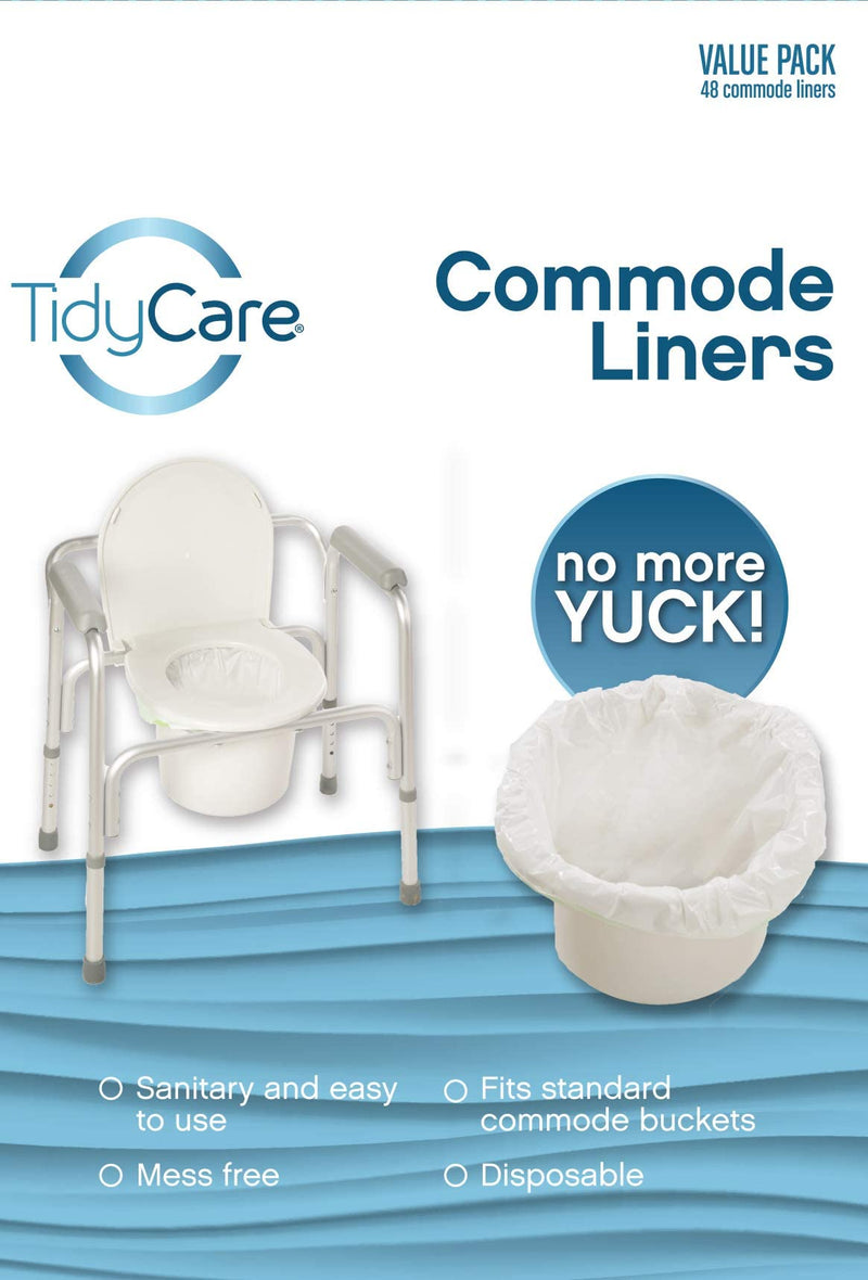 TidyCare Commode Liners for Bedside Portable Toilet Chair Bucket | Value Pack of 48 Disposable Waste Bags for Adults | Universal Fit 1 - NewNest Australia